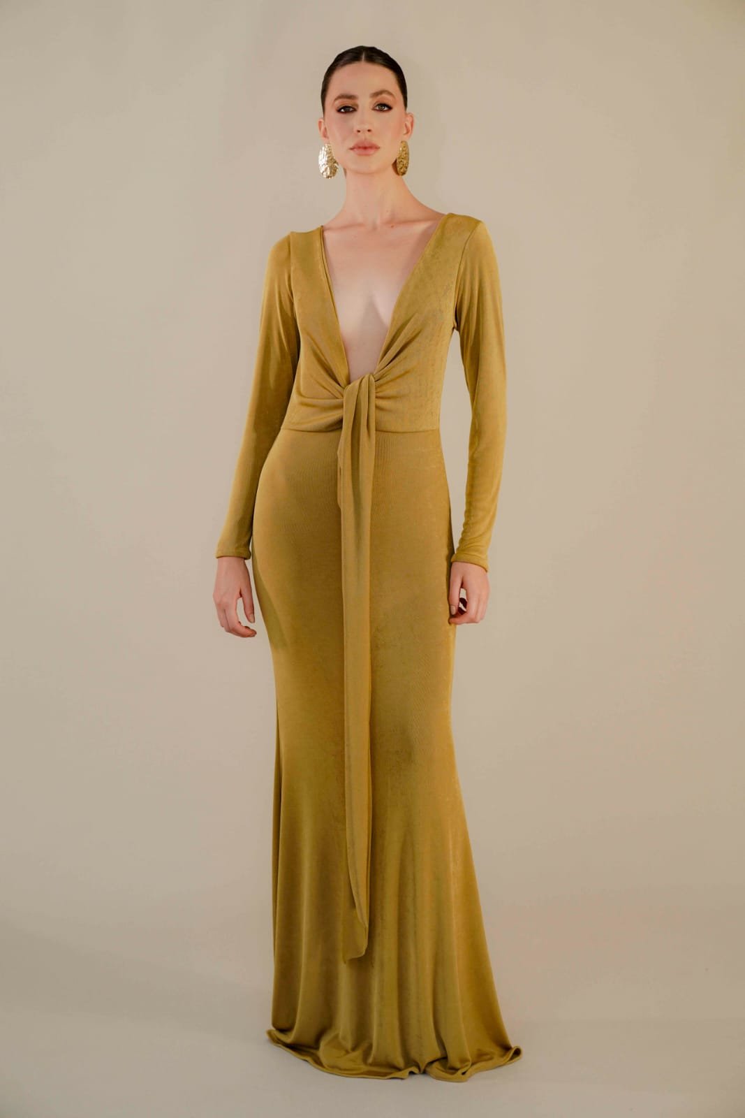 vestido manga longo flow de amarração